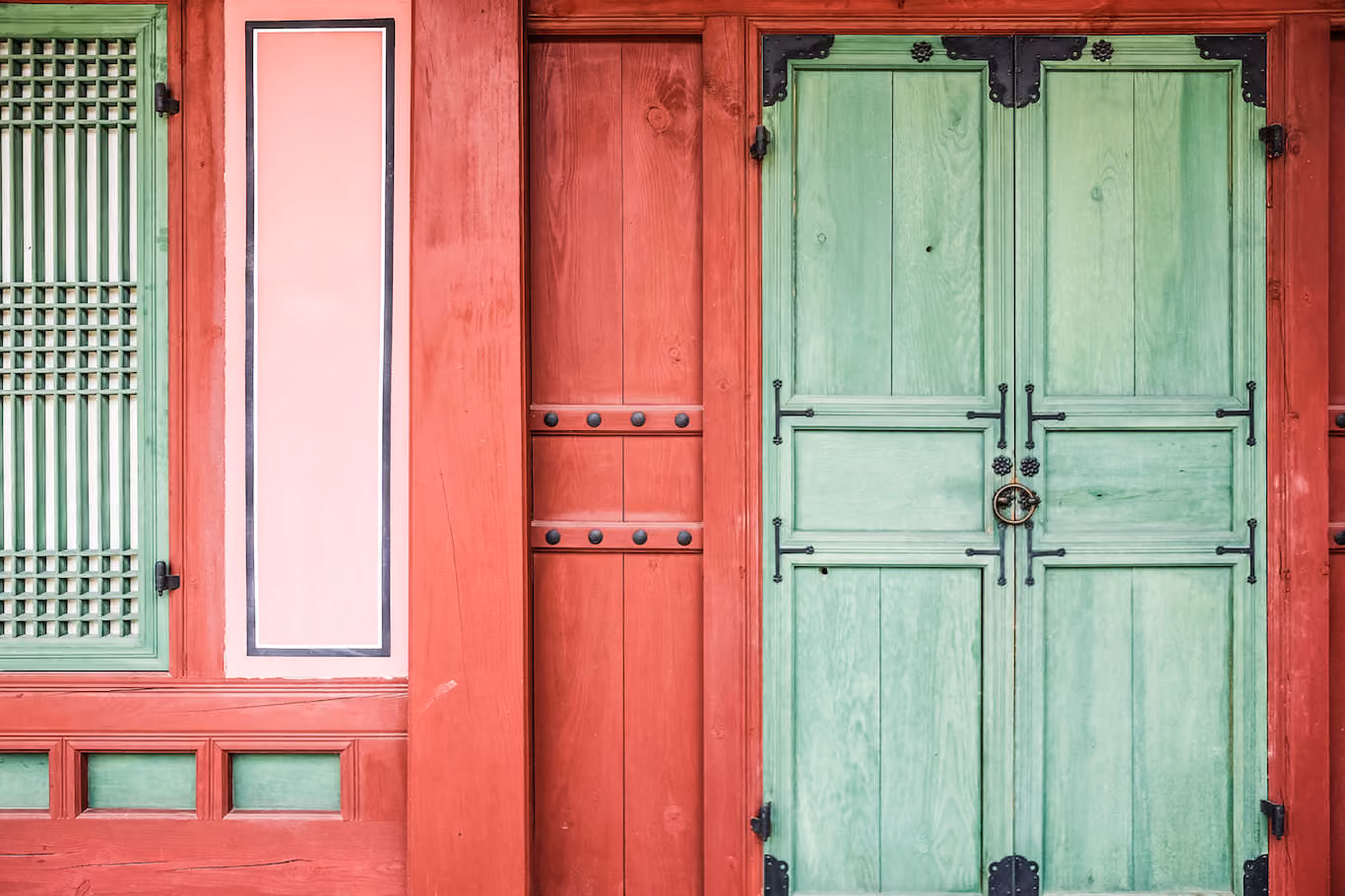 Beautiful classic wooden housefront in historic Seoul