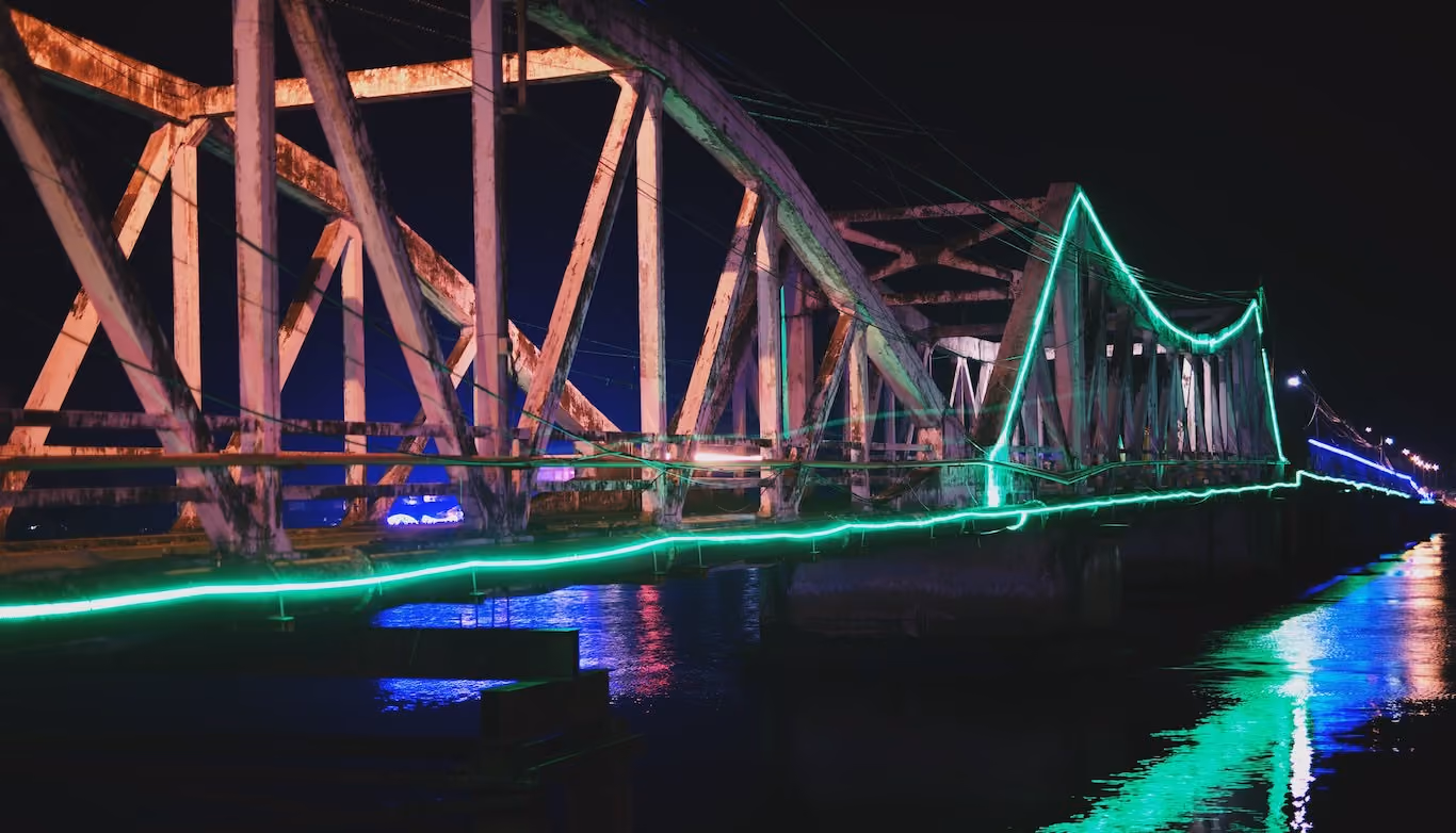 Old French Bridge in Kampot, Cambodia