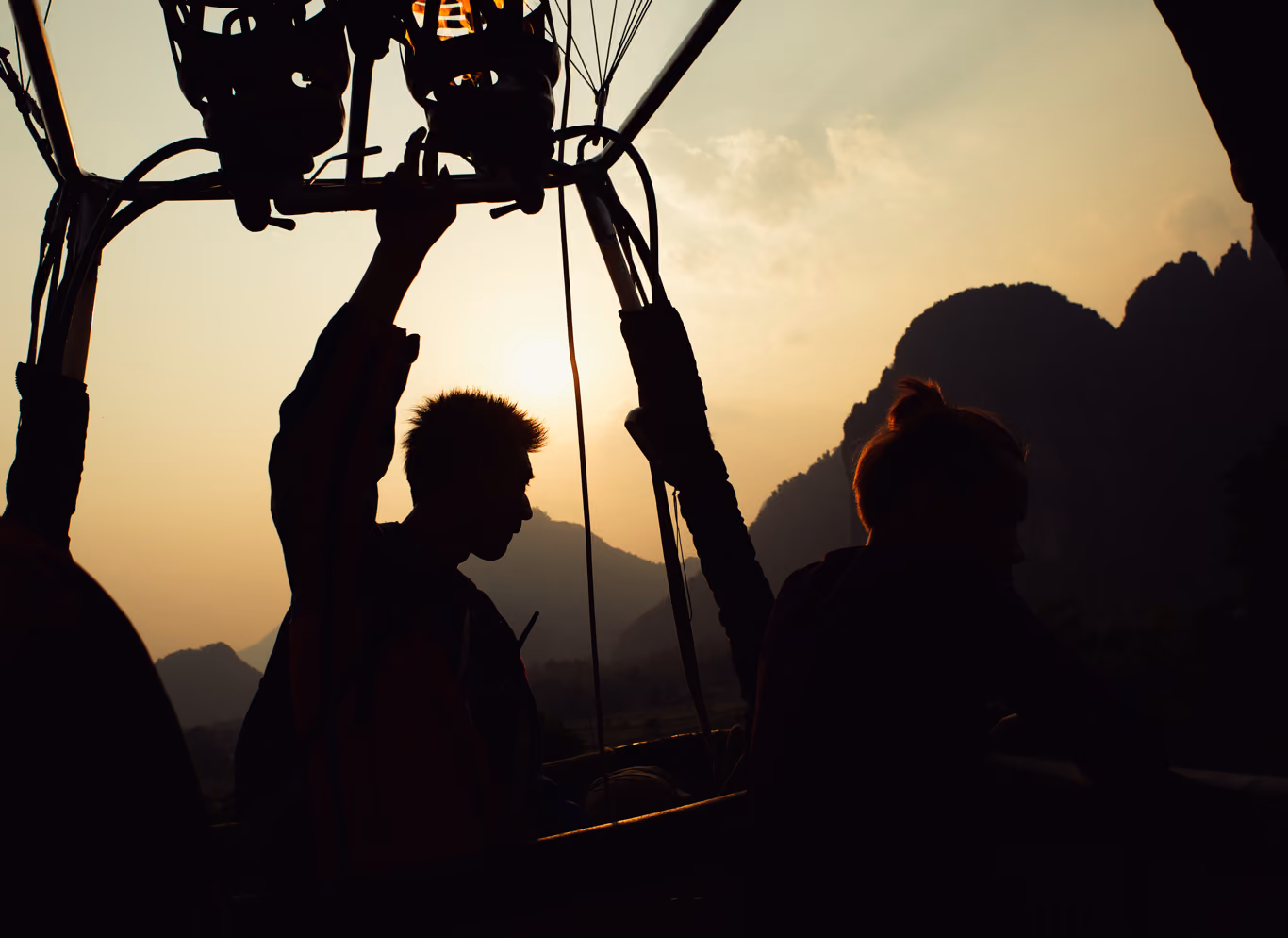 View from hot air ballon in Vang Vieng, Laos